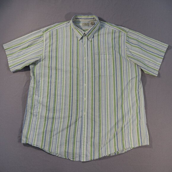L.L. Bean Other - LL Bean Oxford Mens XXL Shirt Blue Green Stripe Seersucker Grandpa Academia